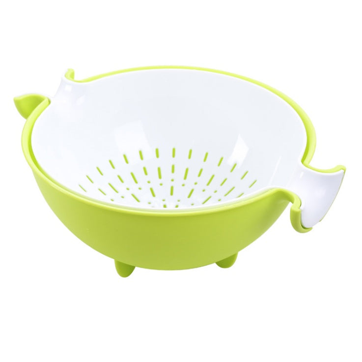 Multifunctional rotary drain basket plastic round double fruit basket washing basket