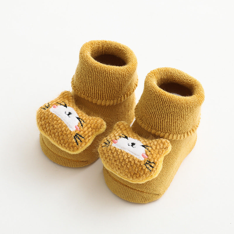 Baby Slip Socks With Plush And Thick Hoops