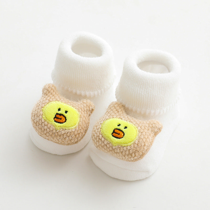 Baby Slip Socks With Plush And Thick Hoops