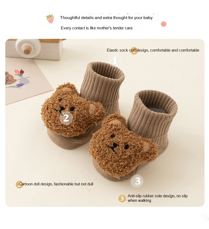 Newborn Baby Spring And Autumn Mid-calf Glue Dispensing Non-slip Room Socks Baby Socks