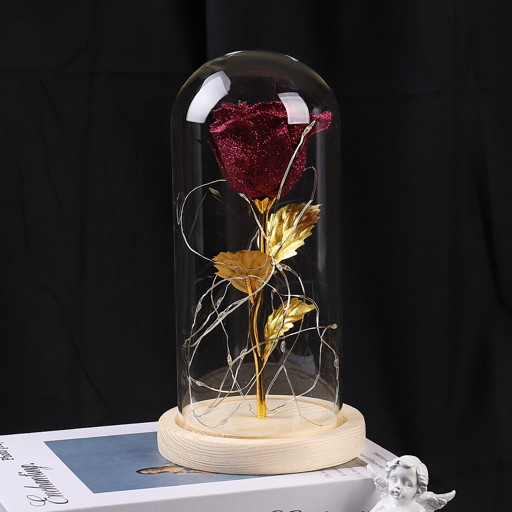 Eternal Rose Flowers LED Light In Glass Cover