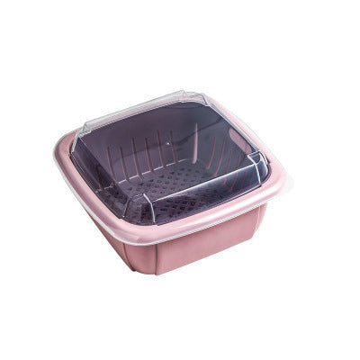 Double-layer contrast color drain basket with lid