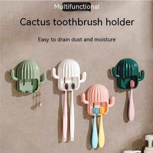 Multifunctional Cactus Shape Bathroom Toothbrush Holder