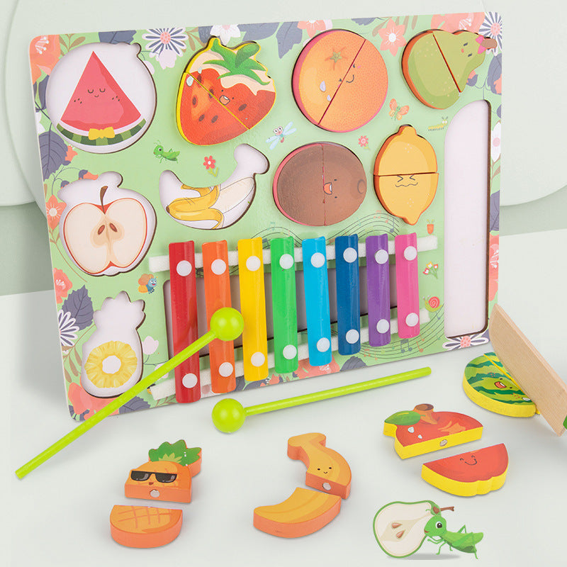 Baby Busy Board Diy Accessories Fruit Games Wooden Toys