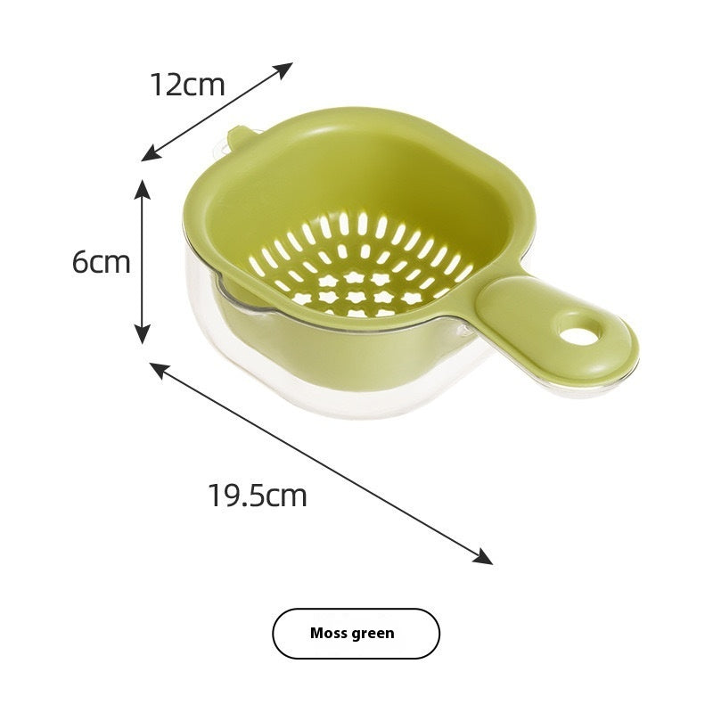 Double Drain Basket With Handle Kitchen Fruit Washing And Vegetable Washing Artifact Living Room Fruit Basket